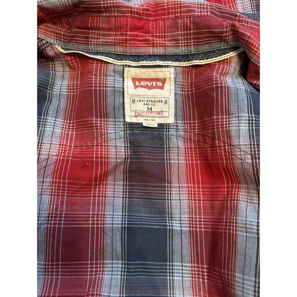 Levi's Men's Long Sleeve Pearl Snap Shirt Sz‎ M Plaid Pockets - Picture 2 of 7